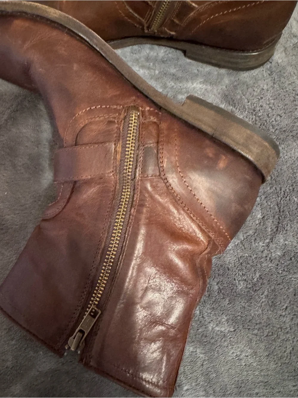 Frye Distressed Brown Leather Harness Boot